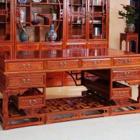 中式实木大班台老板办公桌 明清古典仿古榆木电脑桌