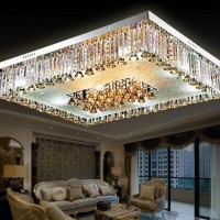 水晶灯饰长方形客厅现代简约变色大气卧室led吸顶灯具